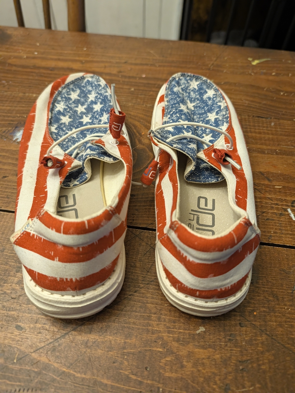 Hey Dude Men's Loafers - Red, White & Blue Flag Print - Picture 2 of 4